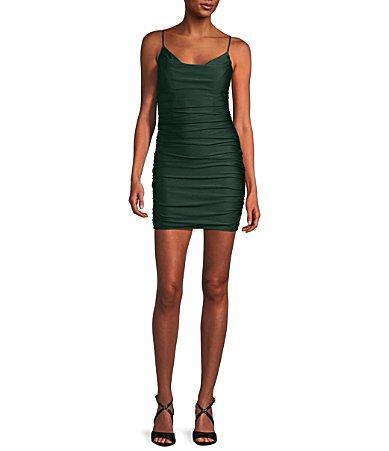 B. Darlin Cowl Neck Shirred Bodycon Dress Product Image