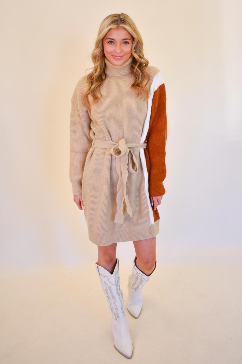 Color Block Sweater Dress Product Image