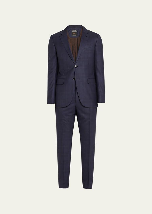 Mens Centoventimila Wool Plaid Suit Product Image