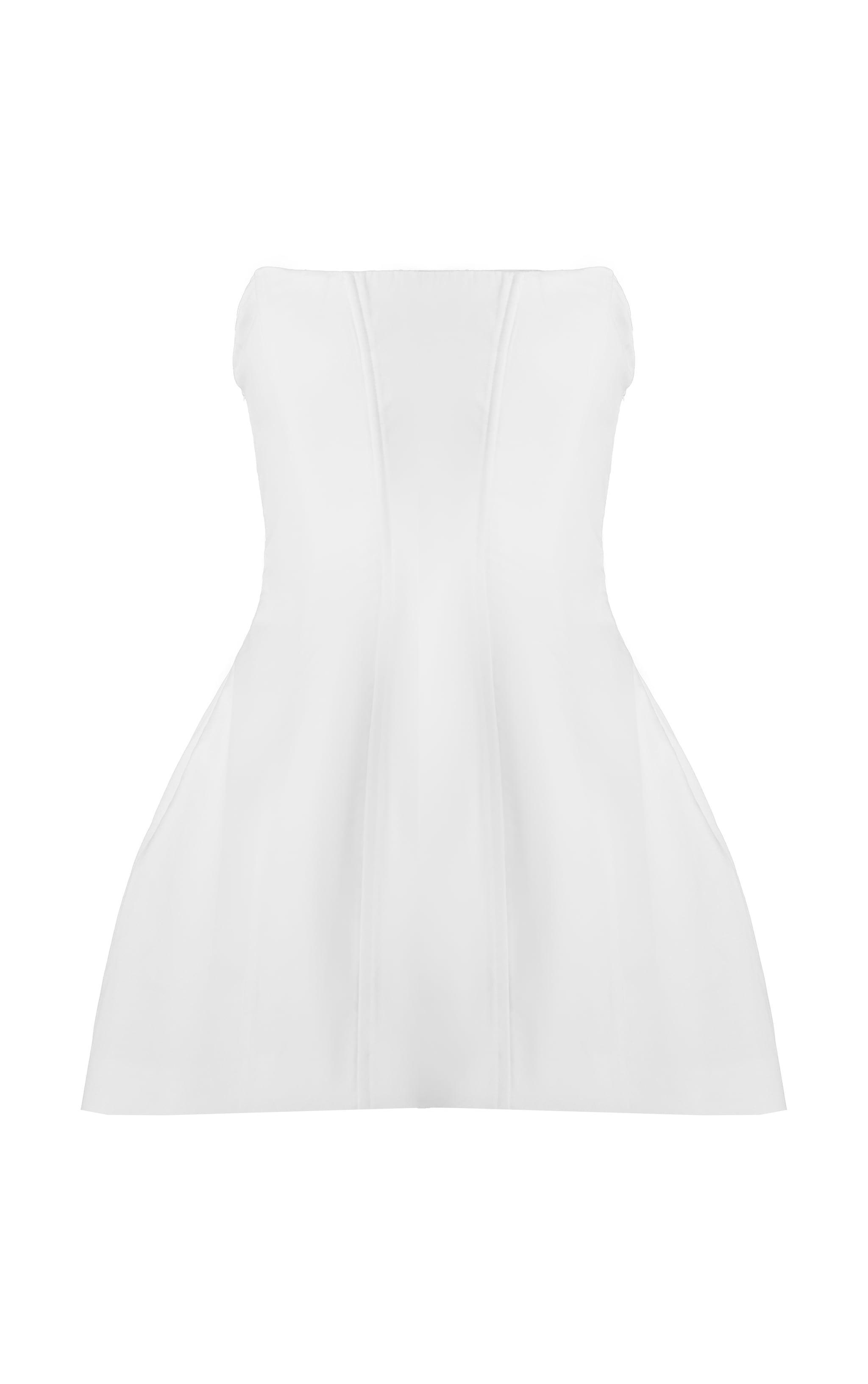 Premium White Woven Boned Bandeau Detail Shift Dress Product Image