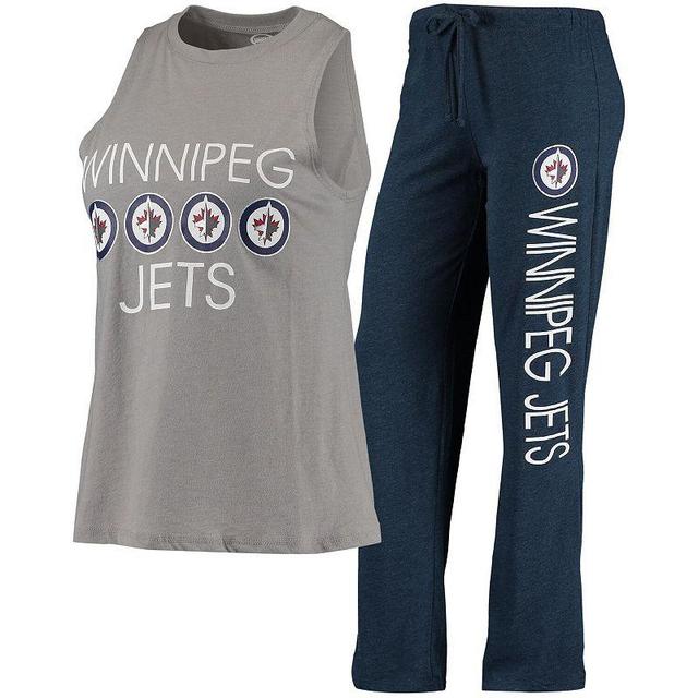 Womens Concepts Sport Gray/Navy Winnipeg Jets Meter Tank Top & Pants Sleep Set Product Image