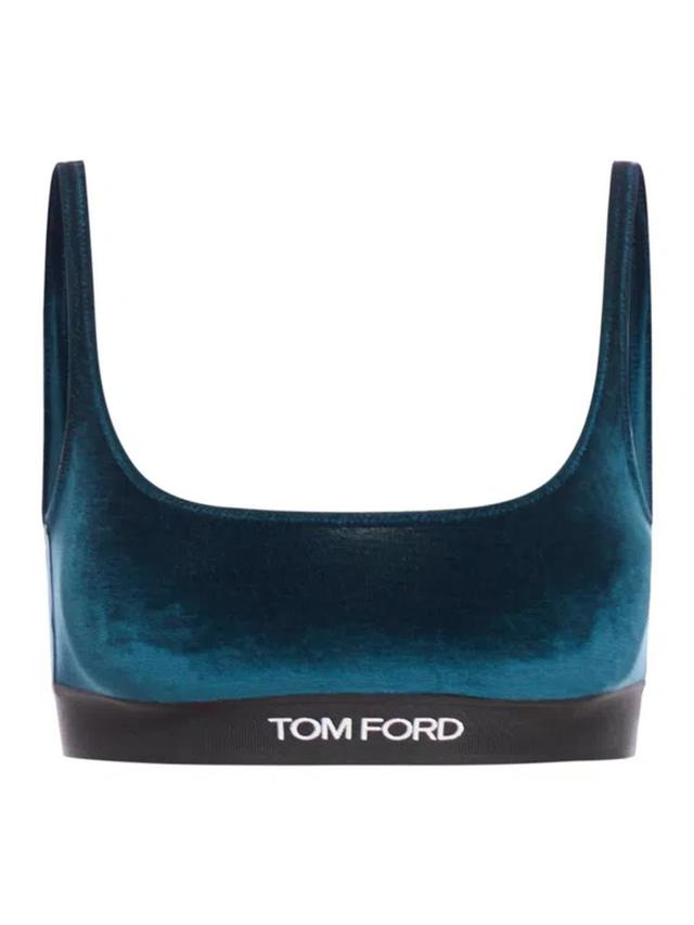 TOM FORD Stretch Velour Signature Bralette In Green Product Image