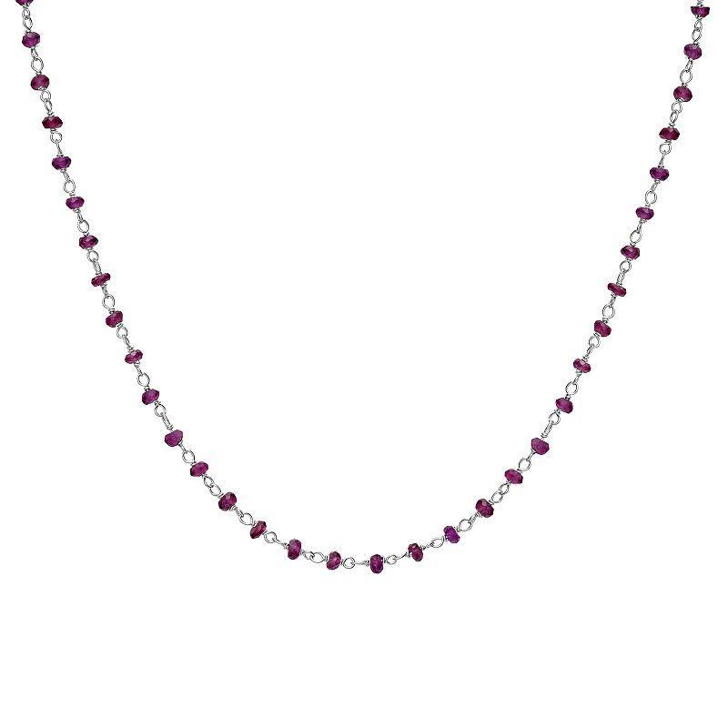 Gemistry Sterling Silver Rhodolite Beaded Necklace, Womens Product Image