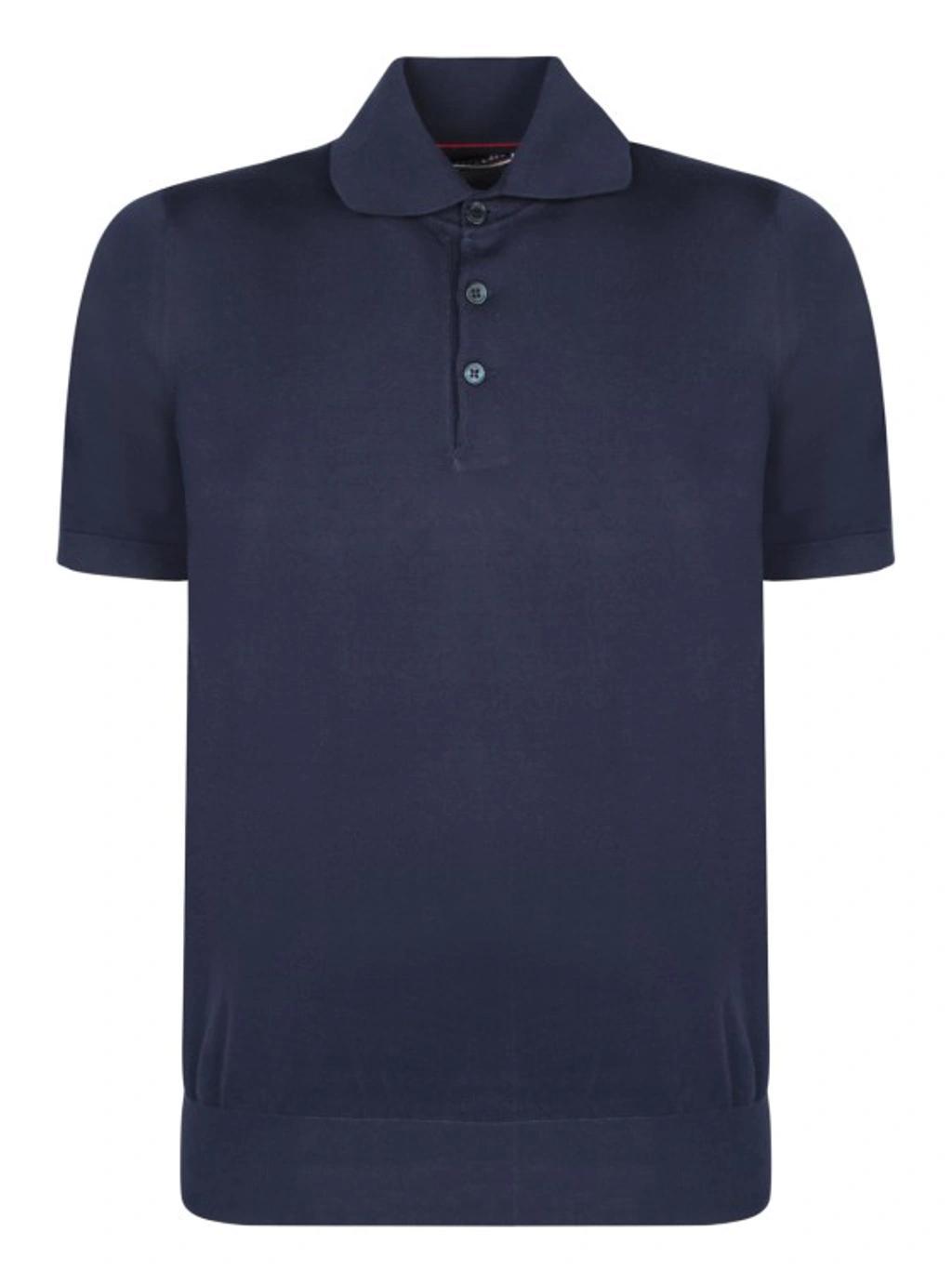 Cotton Polo Shirt In Blue Product Image