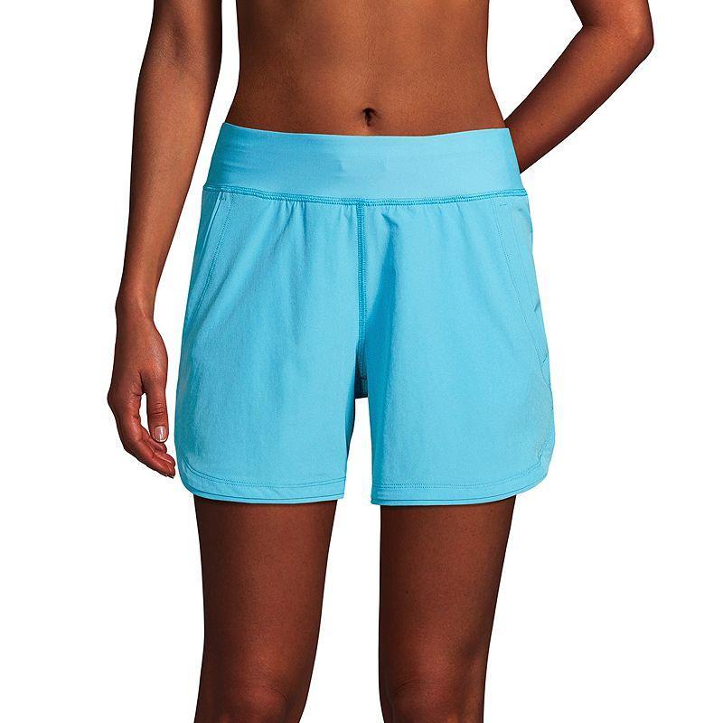 Womens Lands End Curvy Fit 5 Quick Dry Swim Shorts Deep Blue Product Image