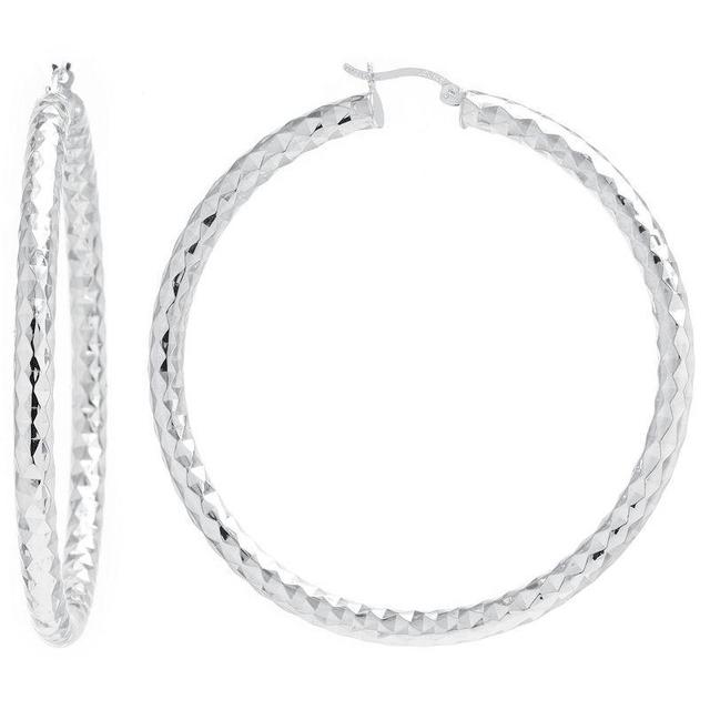 Athra NJ Inc Sterling Silver Thick Textured Hoop Earrings, Womens Product Image