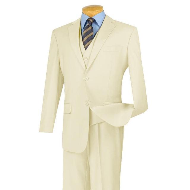 (38R, 42XL, 52L, 54R, 56L) Regular Fit 3 Piece Suit 2 Button Ivory Product Image