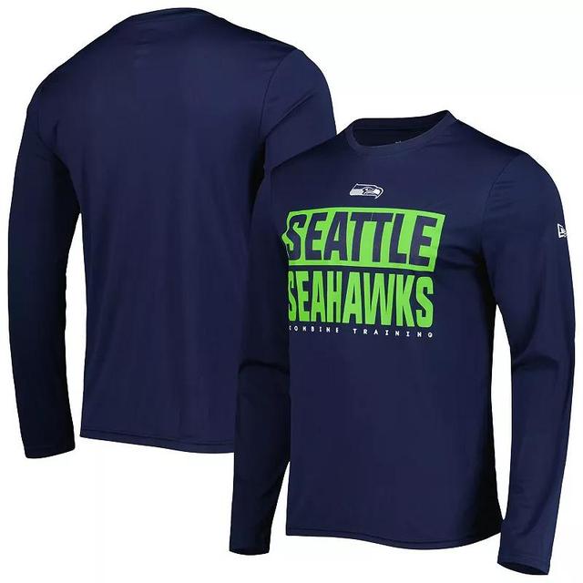 Mens New Era College Seattle Seahawks Combine Authentic Offsides Long Sleeve T-Shirt Blue Product Image