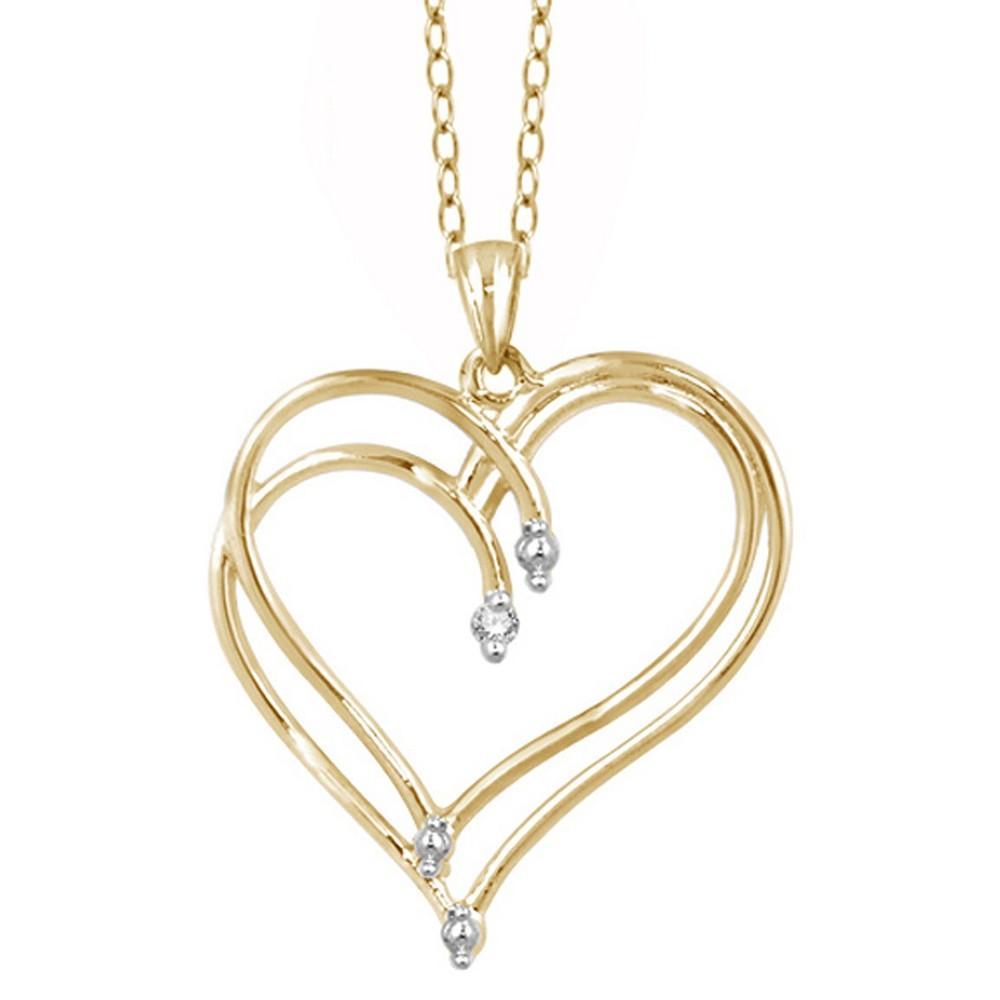 Womens Sterling Silver Round-Cut White Diamond Prong Set Double Heart Pendant 18) Product Image