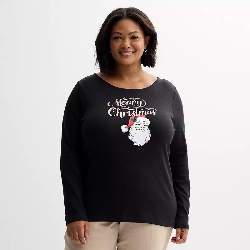 Plus Size Croft & Barrow Holiday Tee, Womens Product Image