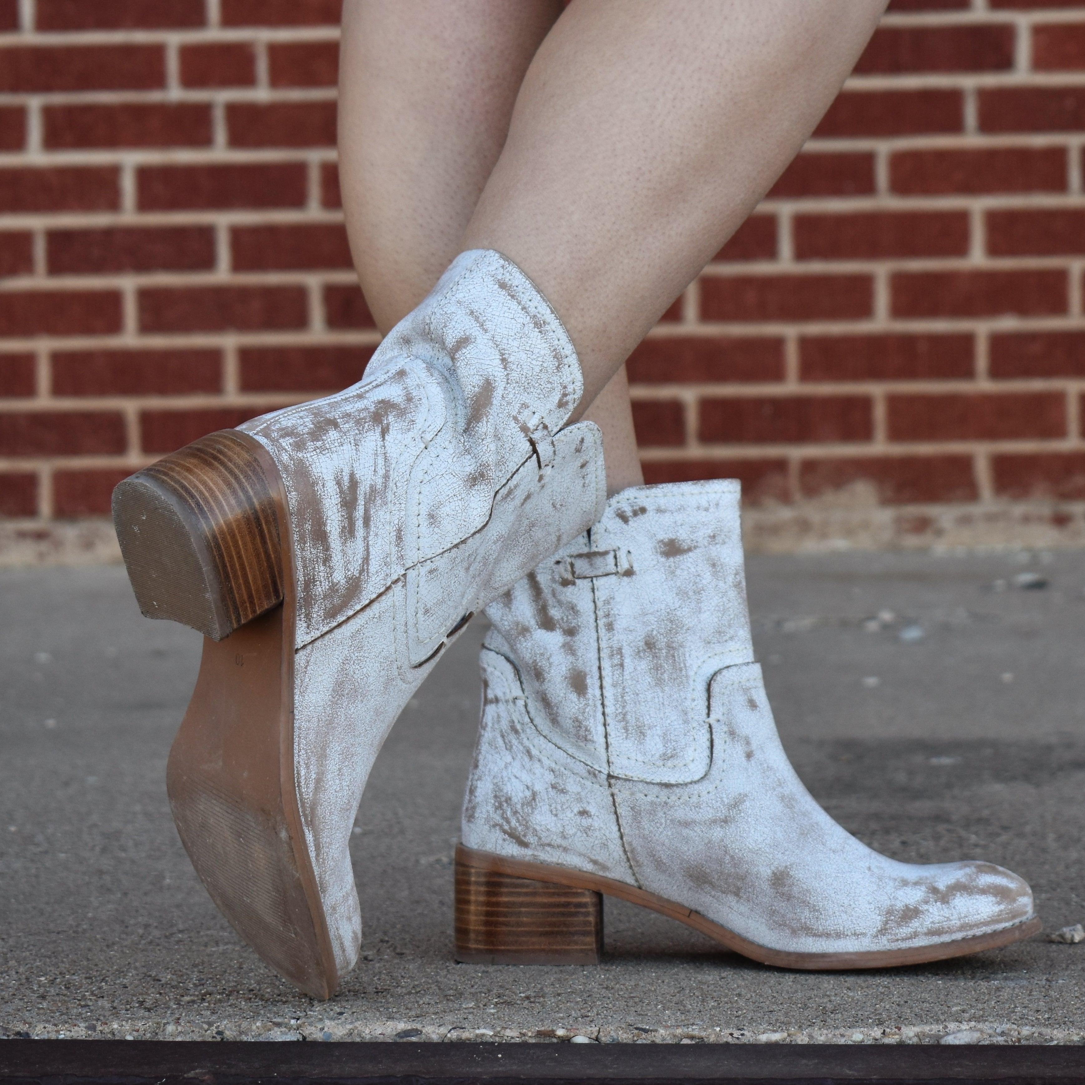 White Weathered Leather Boot* Product Image