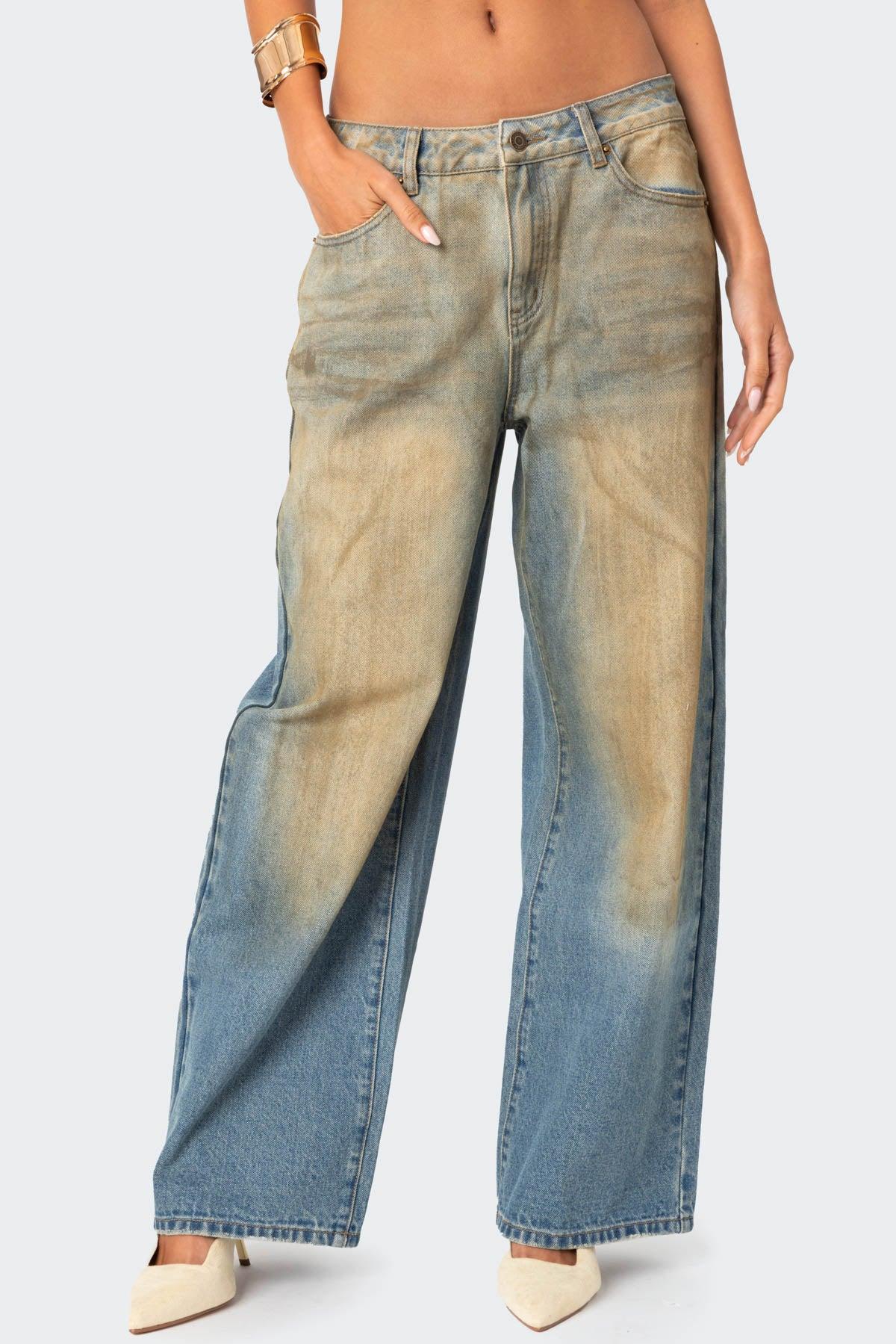 Muddy Washed Low Rise Jeans Product Image