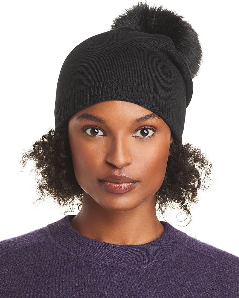 Kyi Kyi Cashmere Faux Fur Pom Pom Hat Product Image