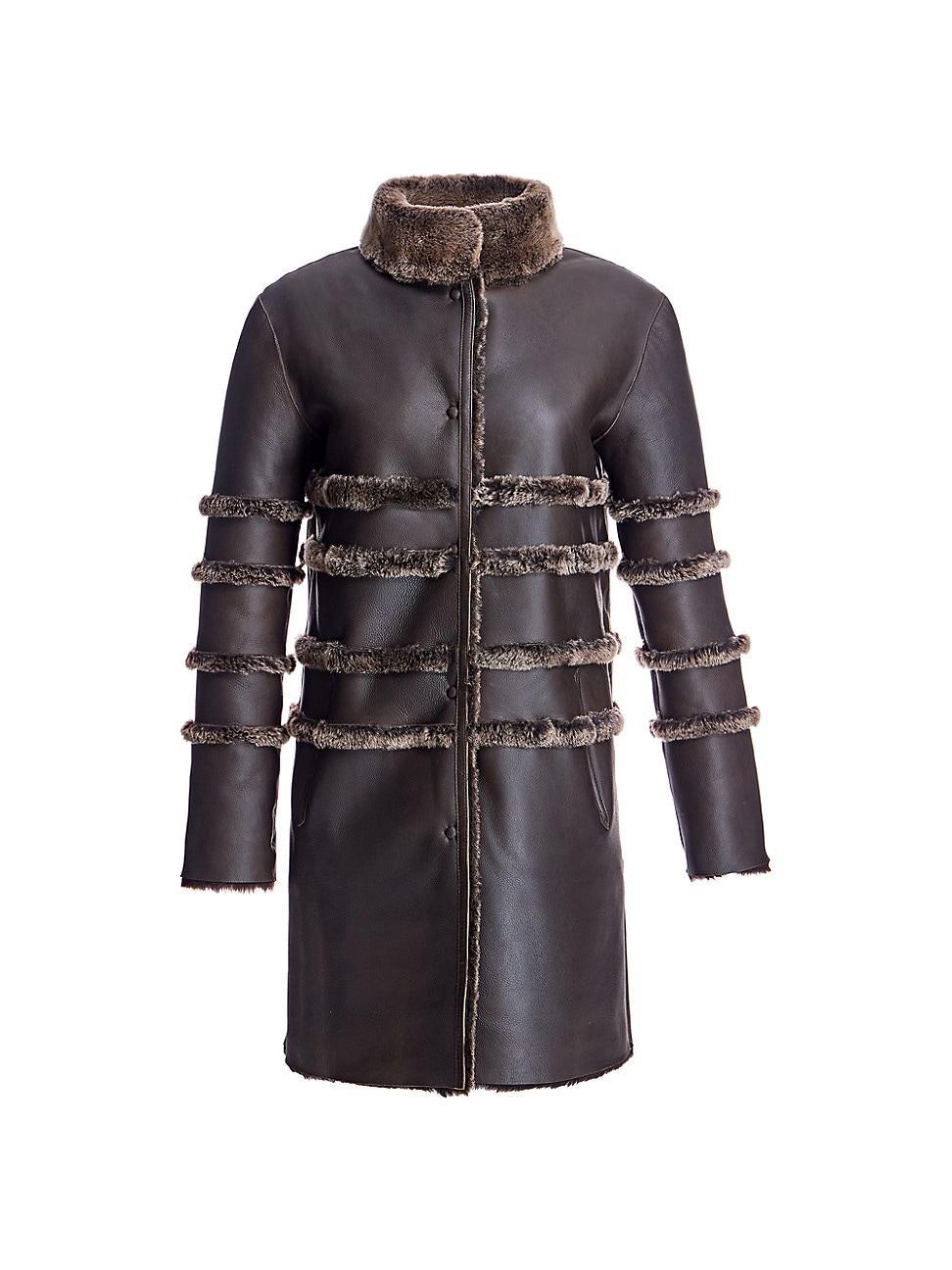 Womens Dyed Shearling Reversible Coat Product Image