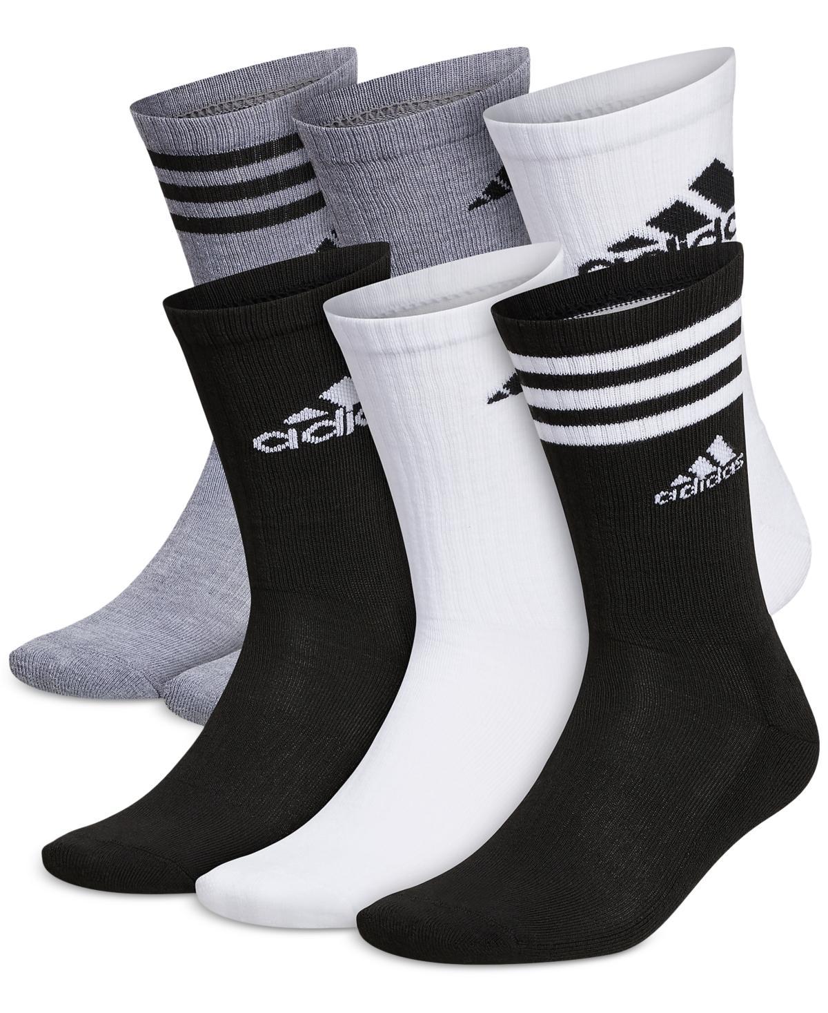 adidas Mens Athletic Cushioned Mixed Crew Socks - 6pk. - White/black Product Image