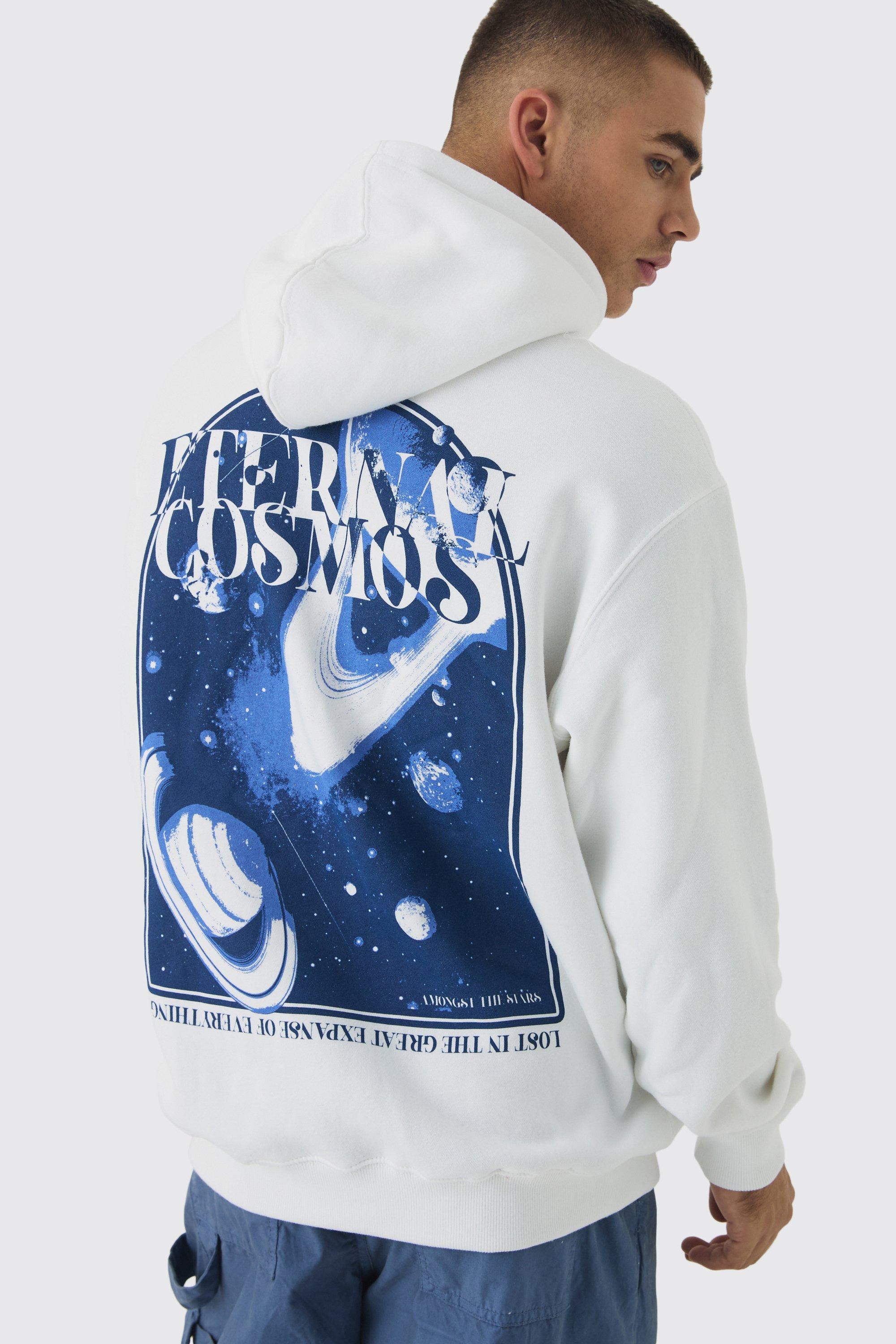 Oversized Space Back Graphic Hoodie | boohooMAN USA Product Image