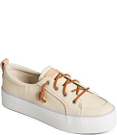 Sperry Womens Crest Vibe Scalloped Washable Leather Platform Sneakers Product Image