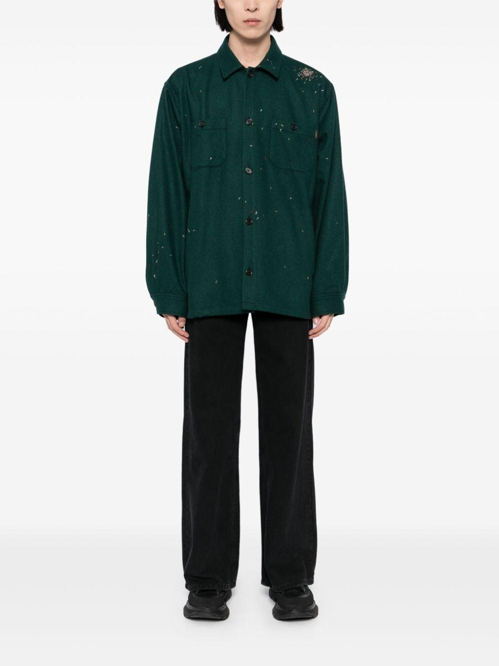 UNDERCOVER Cross Embroidery Long-sleeves Shirt In Green Product Image