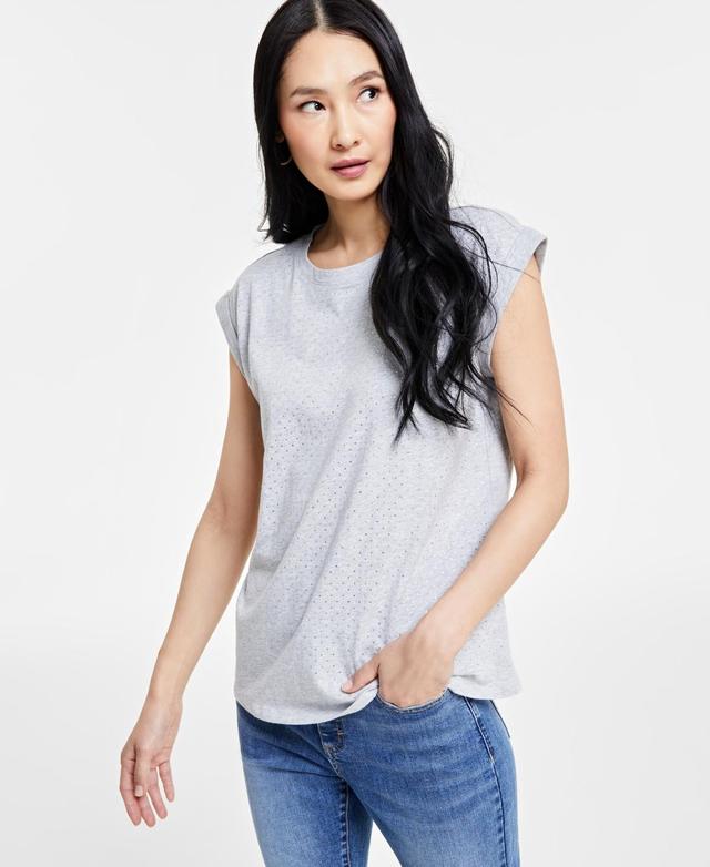 Women's Embellished Cotton Top, Created for Macy's Product Image