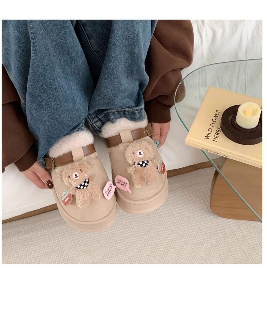 Bead Buckled Fleece-Lined Slippers Product Image