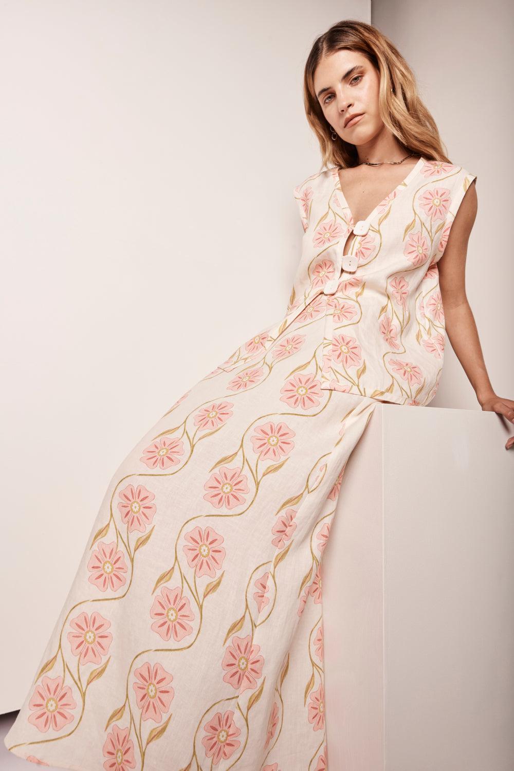 Ari Linen Maxi Skirt Bloom Product Image