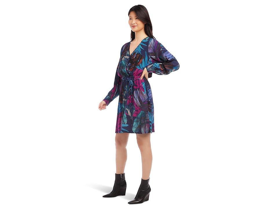 Karen Kane Long Sleeve Faux Wrap Dress (Print) Women's Dress Product Image