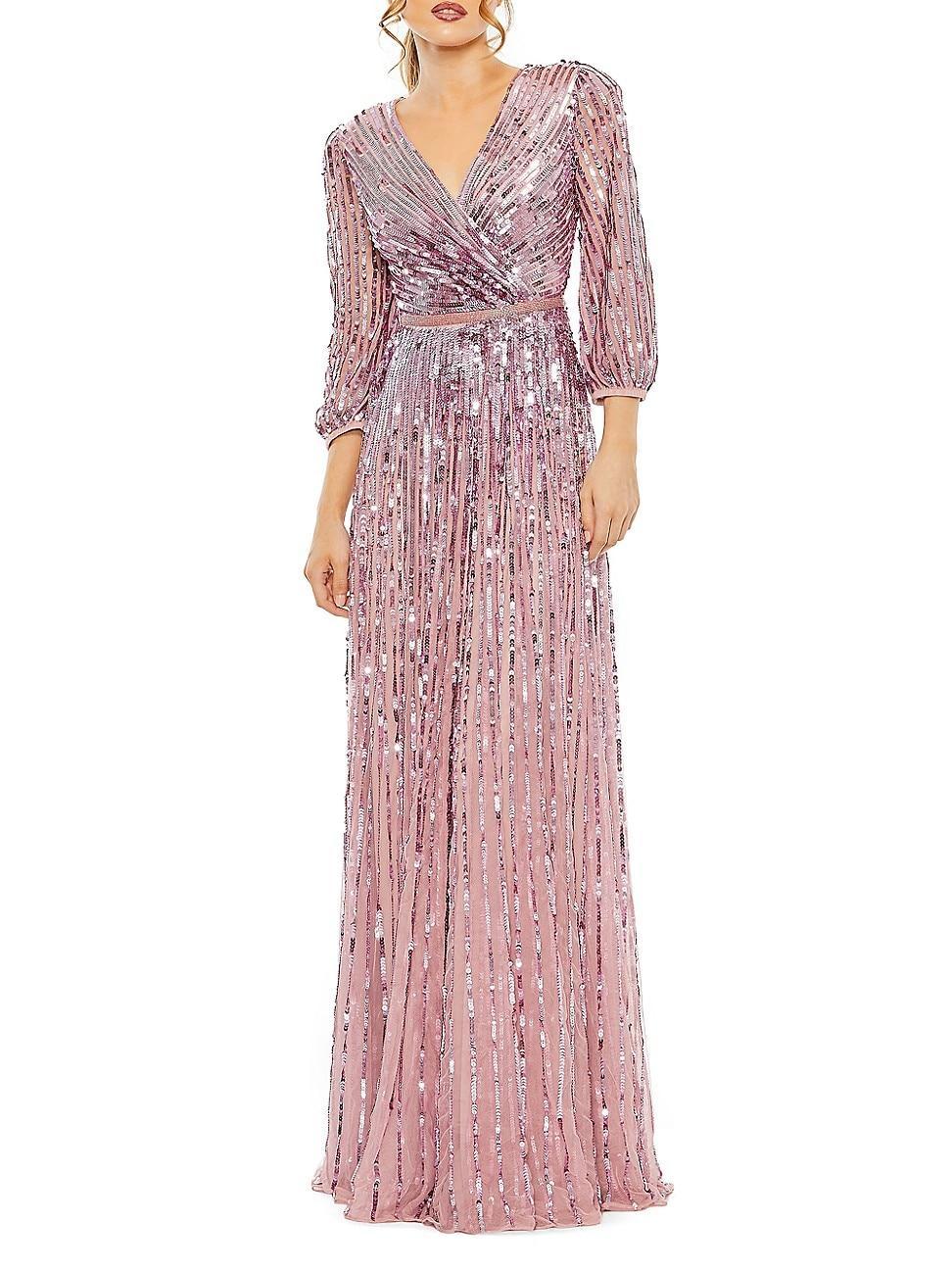 Womens Metallic Puff-Sleeve Gown Product Image