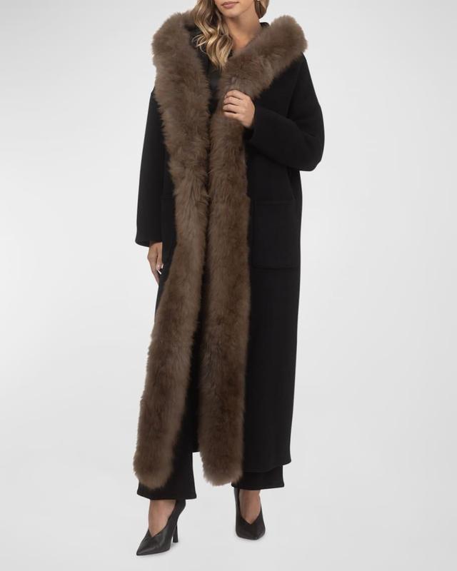 Cashmere Wrap Parka Jacket With Cashmere Goat Shearling Trim Product Image