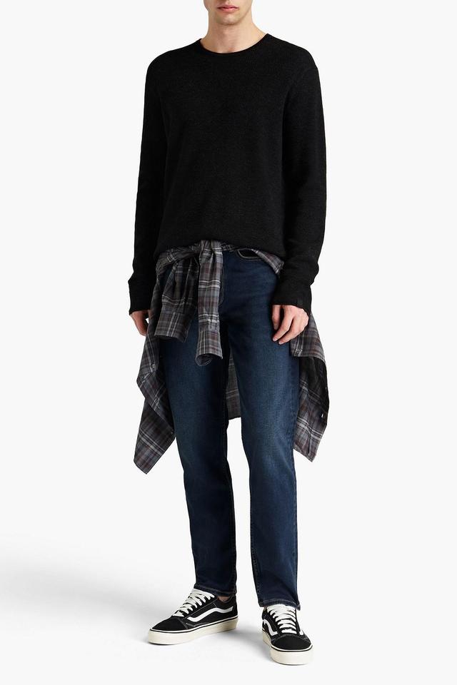 Brushed Mélange Wool-blend Sweater In Black Product Image