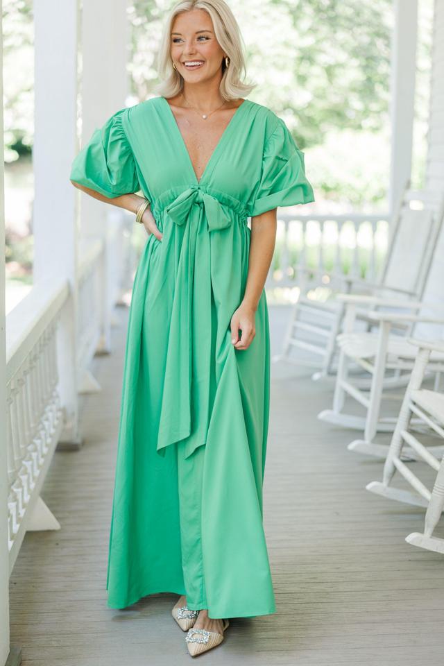 Keep It Up Green Puff Sleeve Maxi Dress Female Product Image