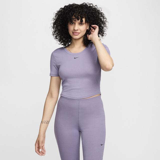 Women's Nike Sportswear Chill Knit Tight Scoop-Back Short-Sleeve Mini-Rib Top Product Image