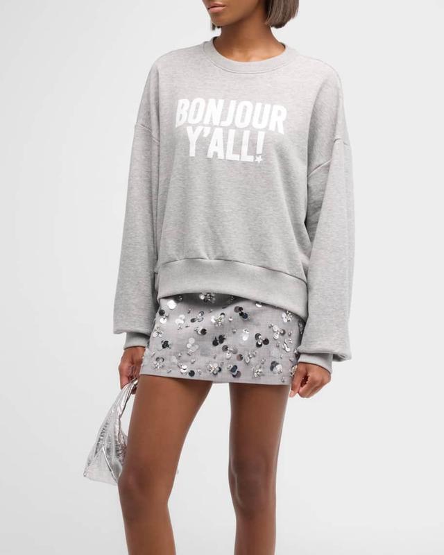 Bonjour Y'all Drop-Shoulder Cotton Sweatshirt Product Image