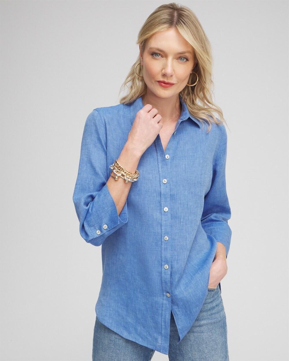 Women's No Iron Linen 3/4 Sleeve Shirt Product Image