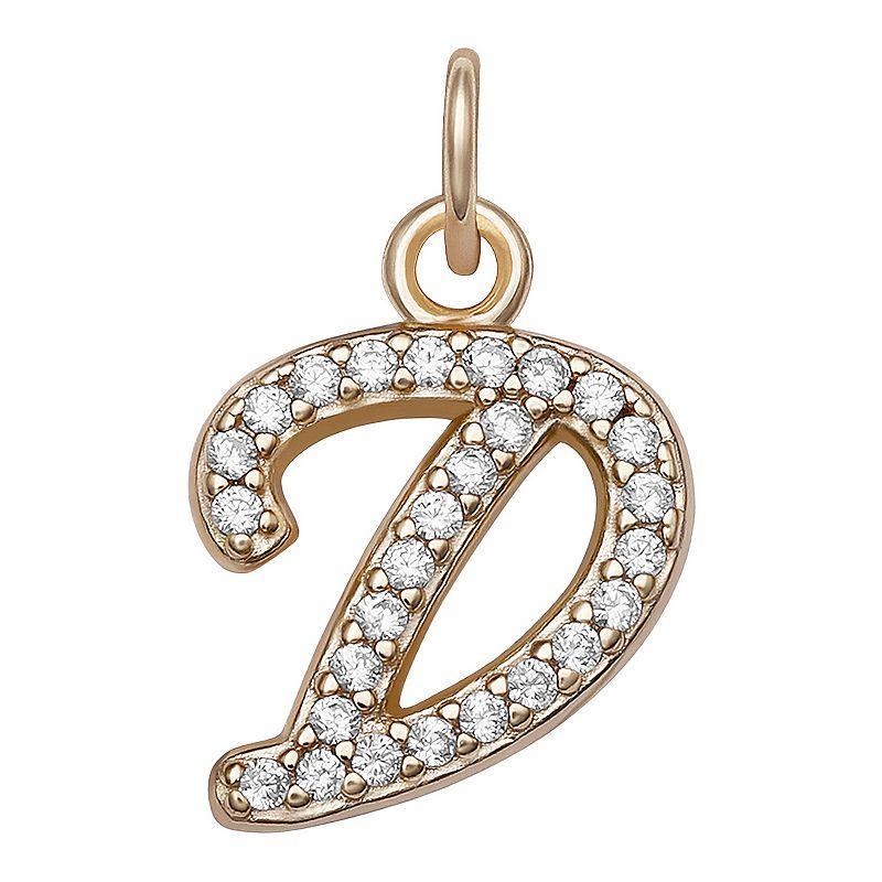 LC Lauren Conrad Sterling Silver Cubic Zirconia Initial Charm, Womens, Grey Product Image