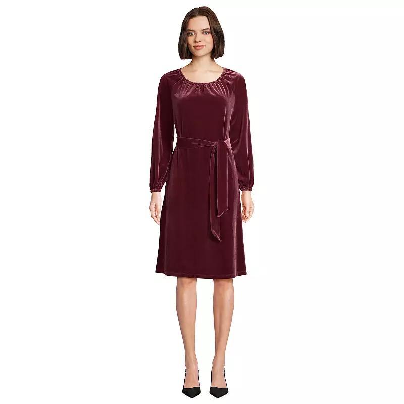 Womens Lands End Velvet Belted Knee Length Dress Product Image