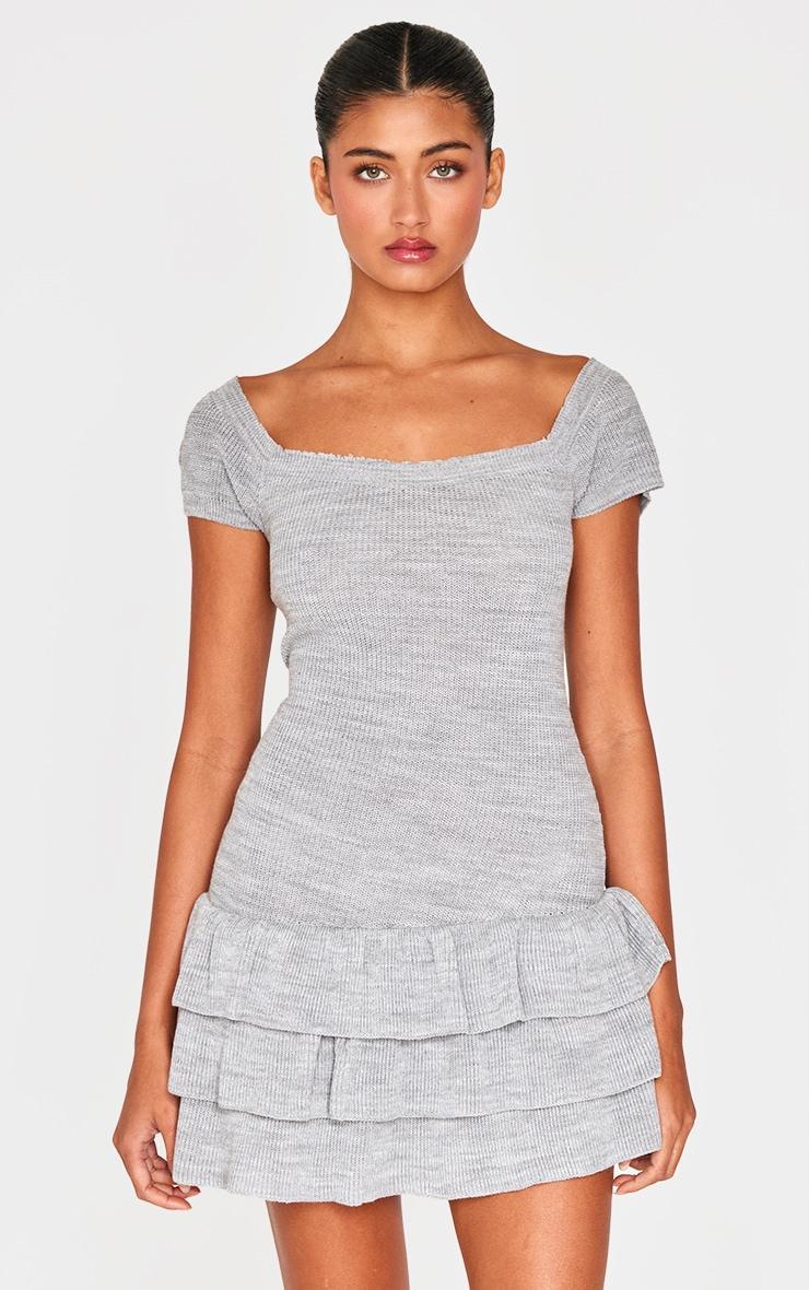 Grey Textured Knitted Rara Mini Dress product image