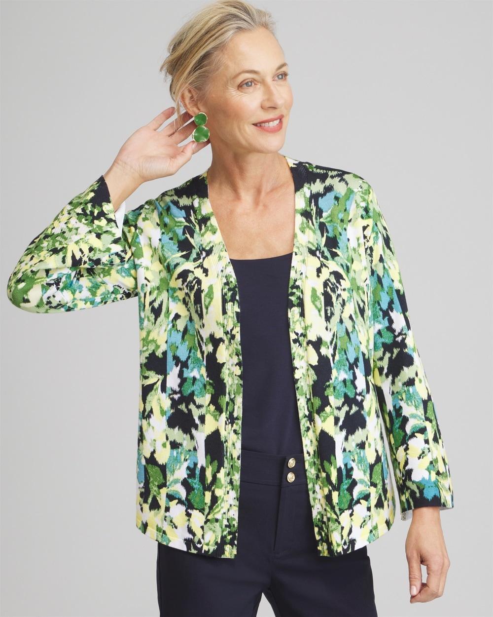 Chico's Women's Floral Flare Sleeve Cardigan Sweater Product Image