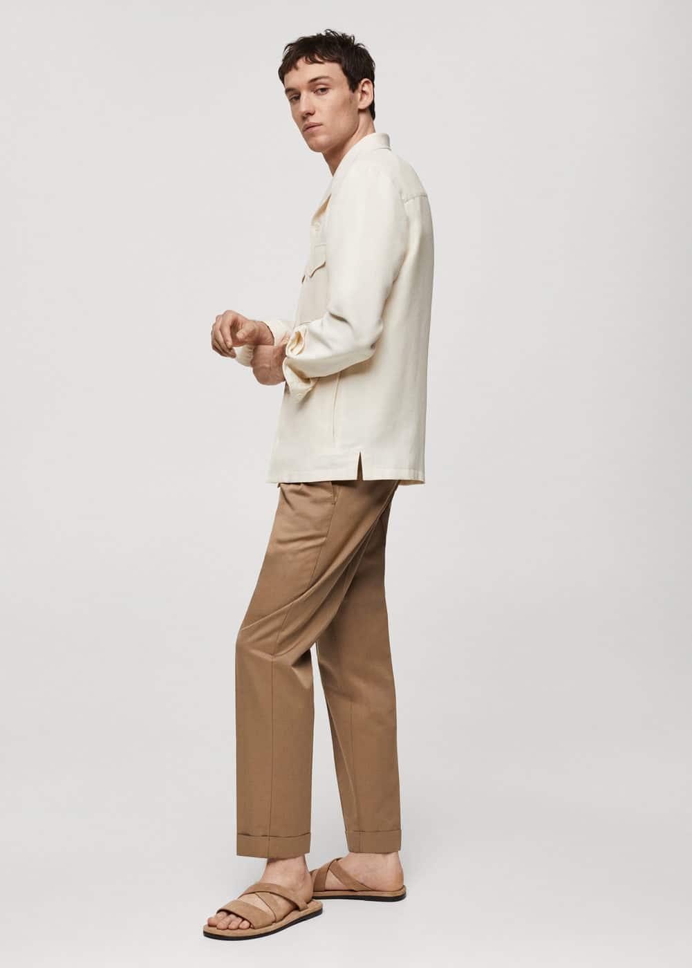 MANGO MAN - Linen overshirt with pockets off whiteMen Product Image