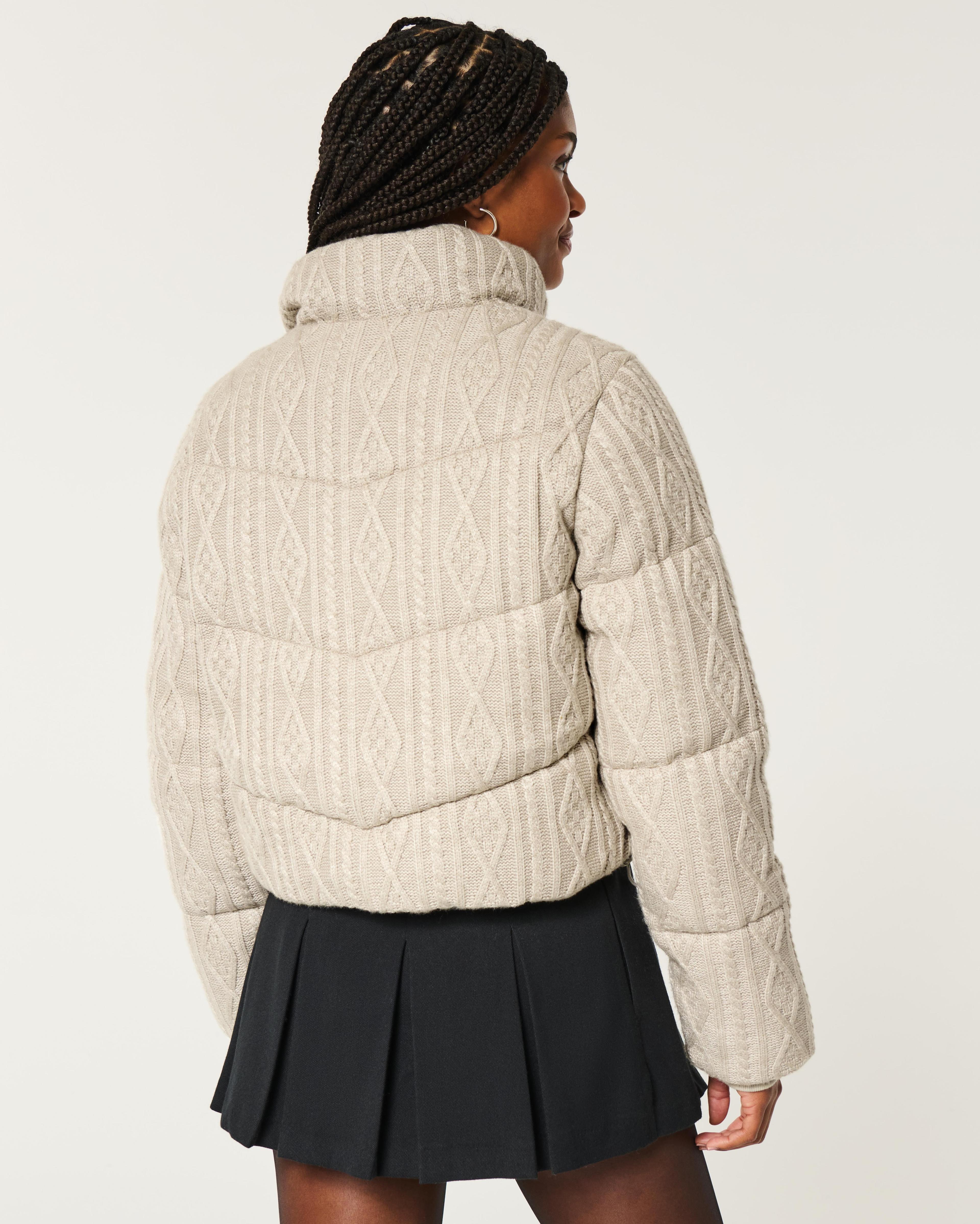 Sweater-Knit Mini Puffer Jacket Product Image