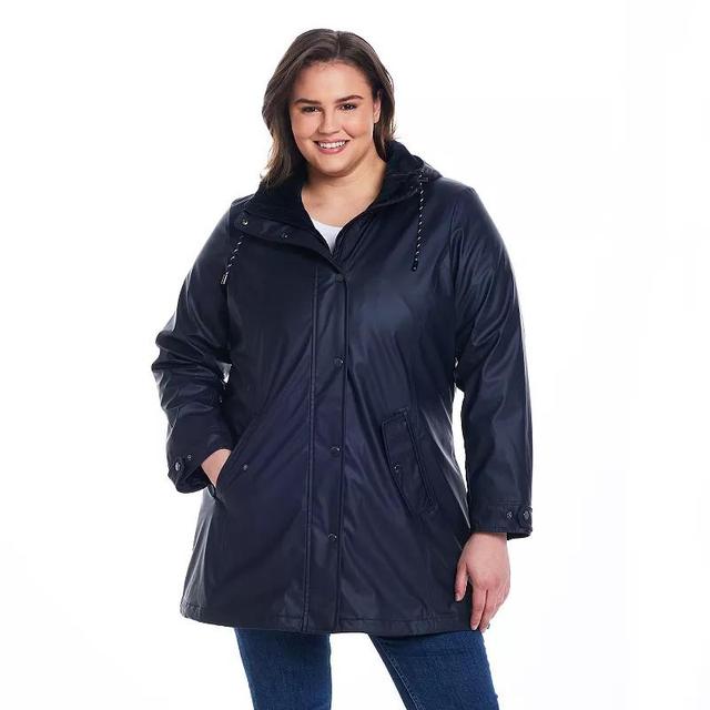 Plus Size Weathercast Hooded Midweight Rain Jacket, Womens Yellow Yellow Product Image