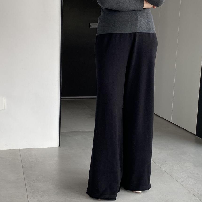 Mid Waist Plain Wide Leg Sweatpants Product Image