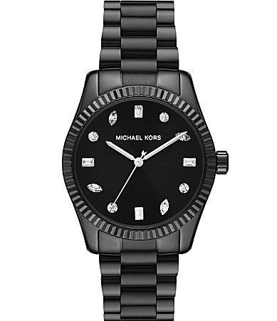 Michael Kors Womens Lexington Three-Hand Black Stainless Steel Watch 38mm Product Image