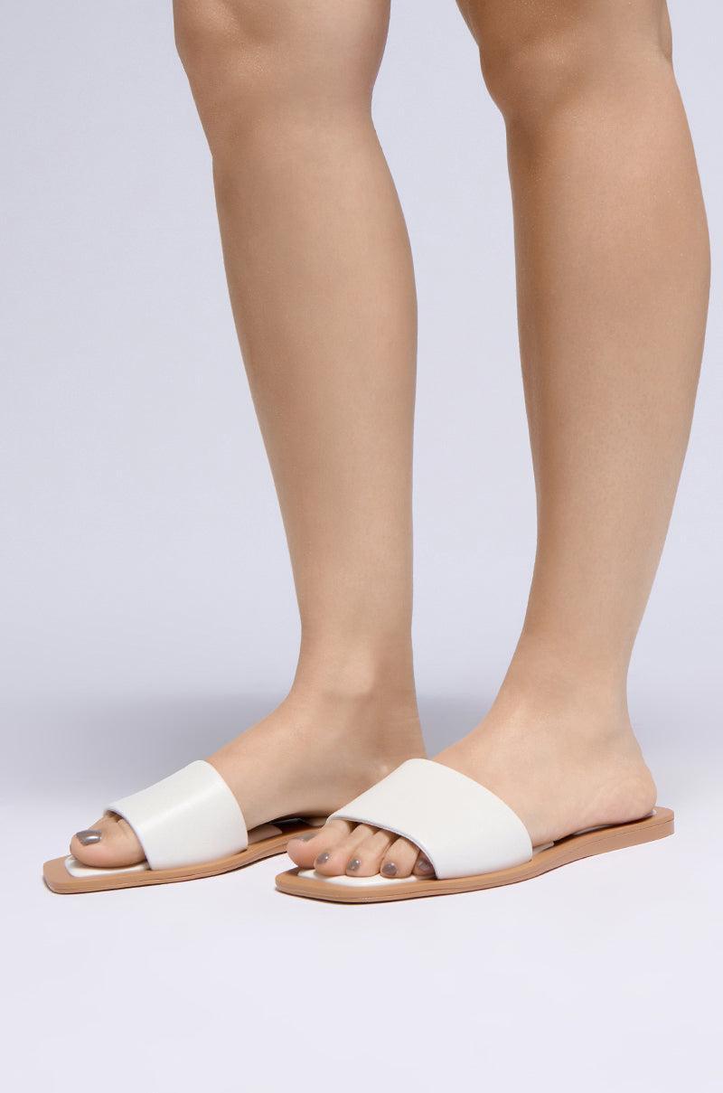 AZALEA WANG CELESTIN WHITE FLAT SANDAL Product Image