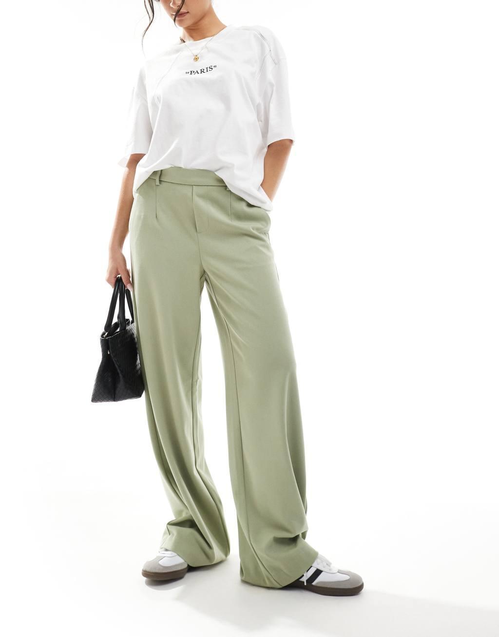 Object wide leg pants in tea green product image