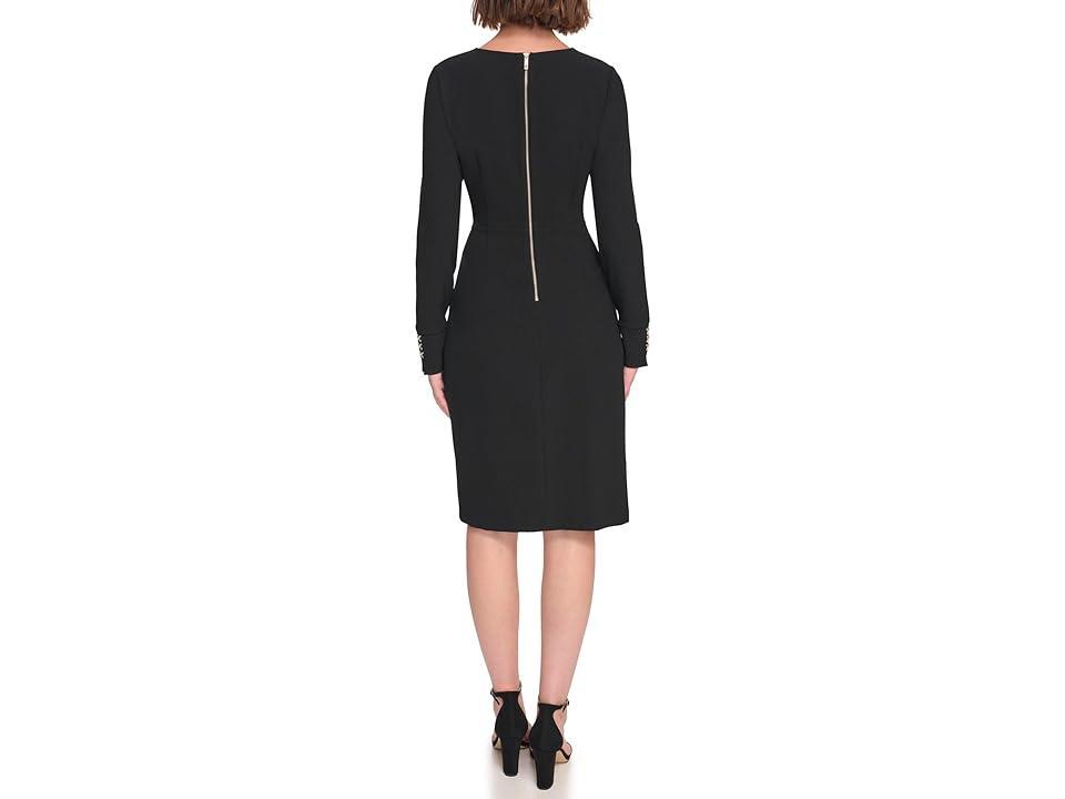 Tommy Hilfiger Long Sleeve Drape Crepe Knot Waist Women's Dress Product Image