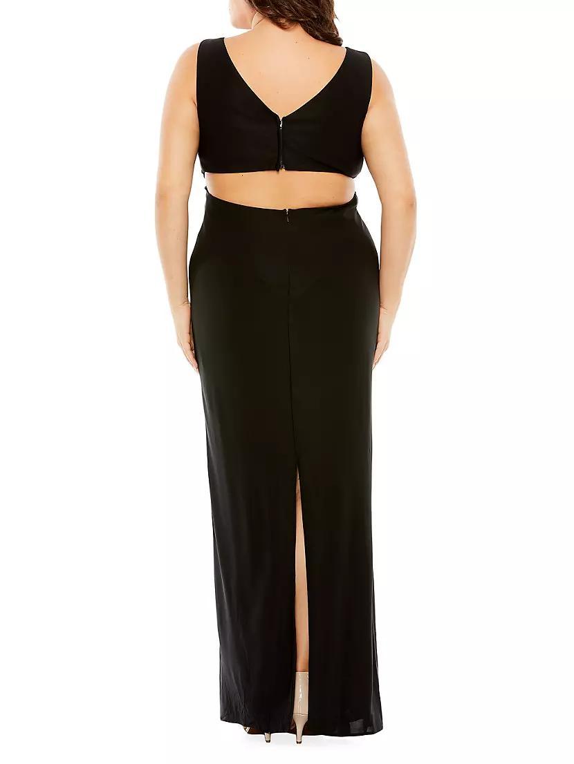 Plus V-Neck Cut-Out Back Jersey Gown Product Image