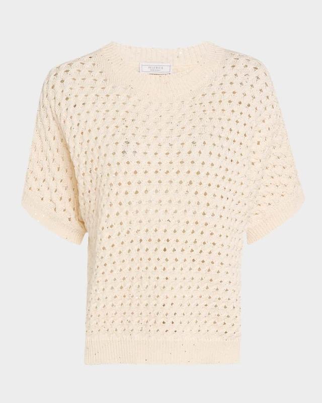 Sequin-Embellished Open Knit Sweater Product Image