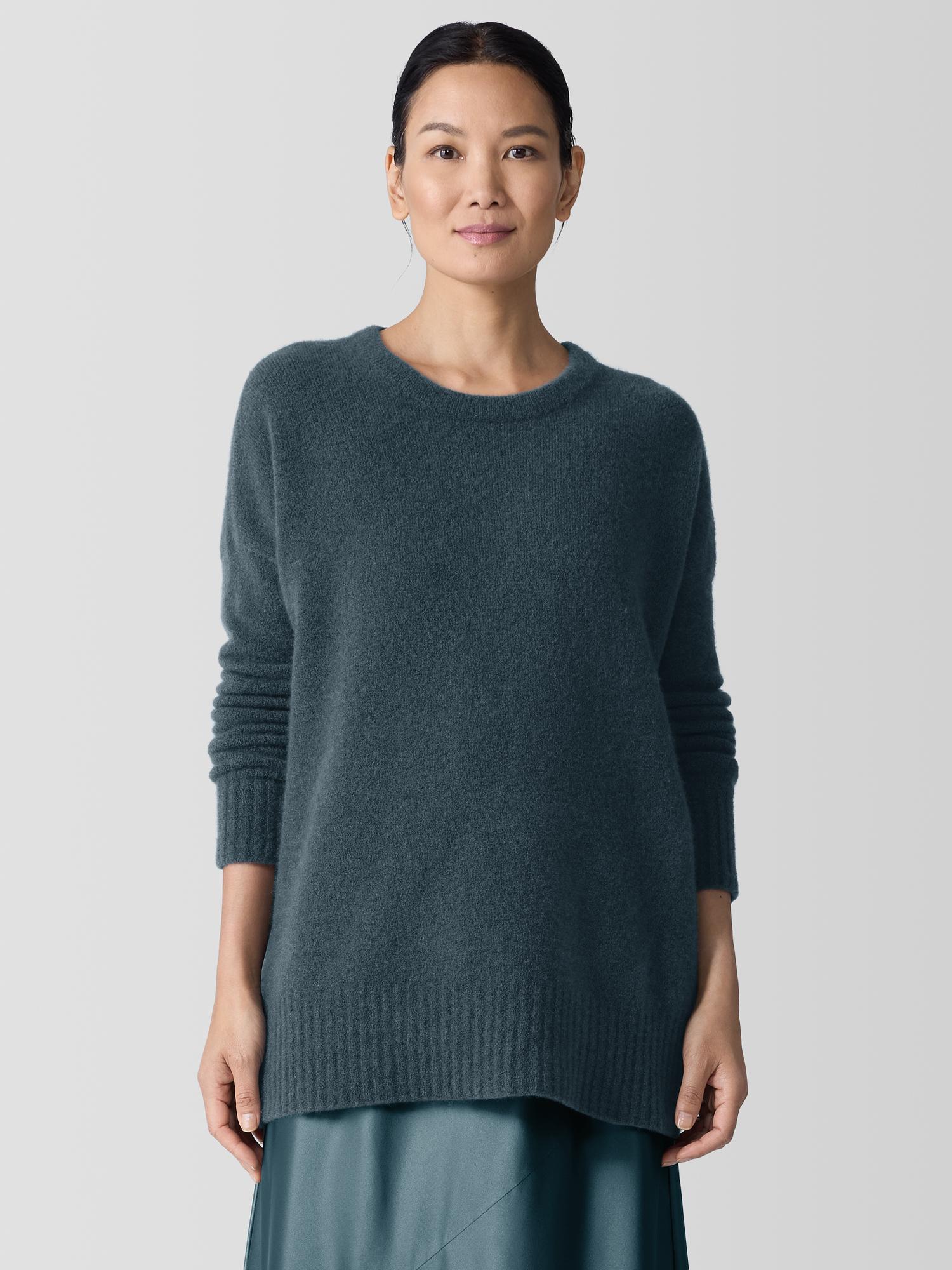 EILEEN FISHER Cashmere Silk Bliss Crew Neck Long Topfemale Product Image