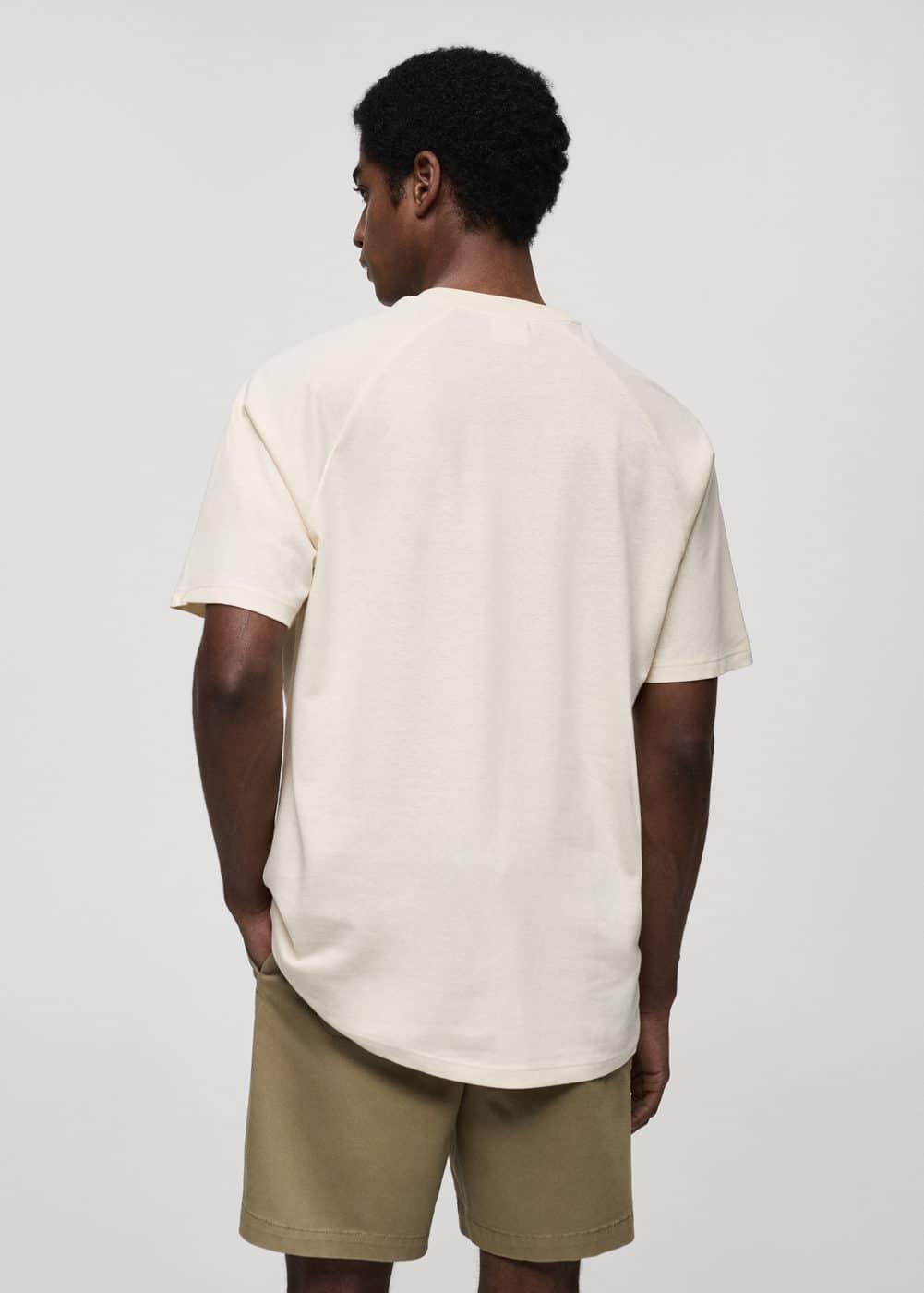 MANGO MAN - Relaxed fit cotton t-shirt ecruMen Product Image