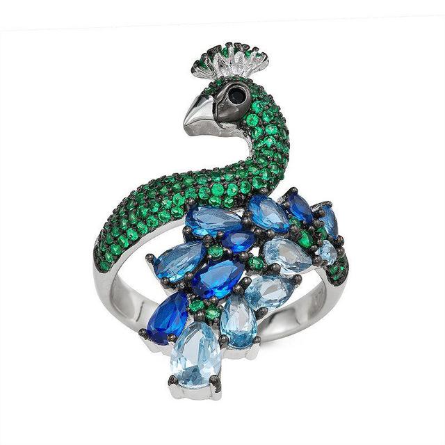 Designs by Gioelli Sterling Silver Cubic Zirconia Peacock Ring, Womens Multicolor Product Image